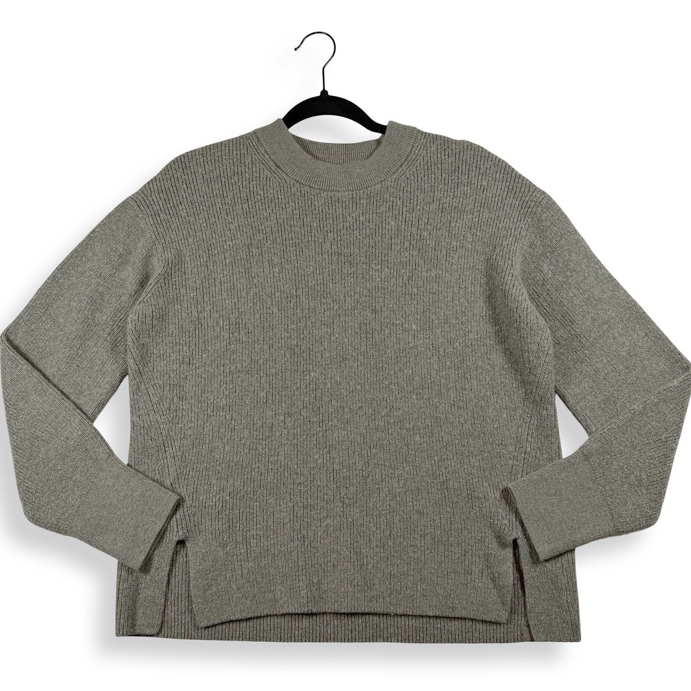 Lululemon Womens 6 Gray Merino Wool Blend Ribbed Knit Crewneck Sweater Relaxed